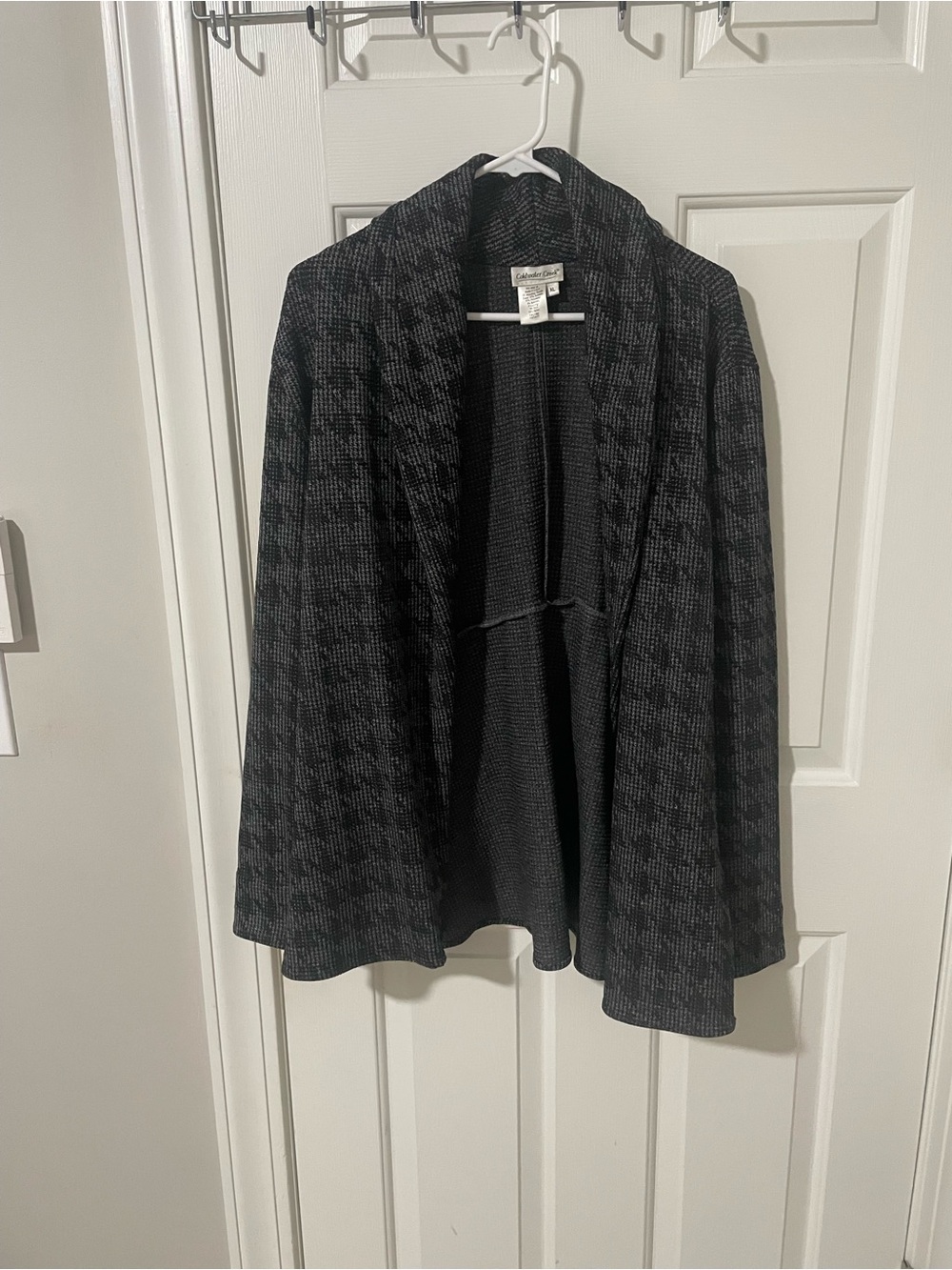 Dark Gray Houndstooth cardigan jacket subtle metallic